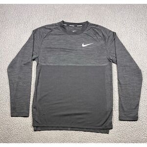Nike Dry Medalist Running Top Grey Size Small Long Sleeve Pullover 891424-060